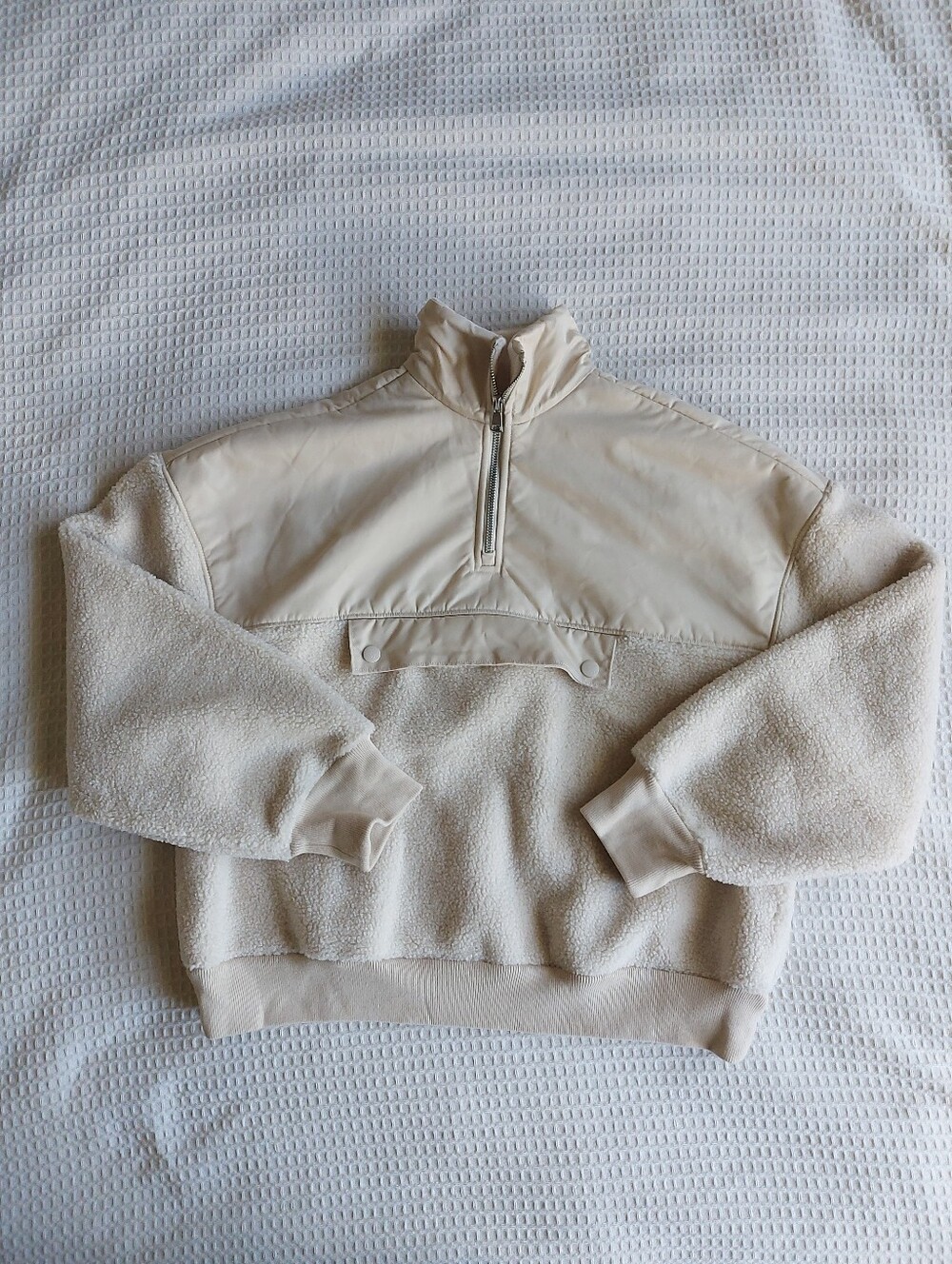 Abercrombie Cream Sherpa Half-Zip Pullover